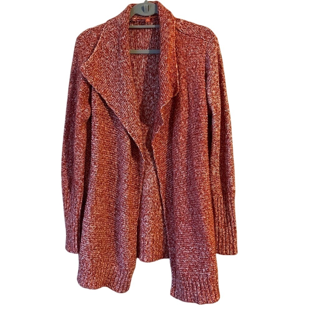 ModCloth Womens M Marled‎ Pink Open Drape Long Cardigan Cozy Cabin